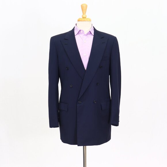 Brioni 40L Navy Blazer Sport Coat Jacket Double-Breasted Solid Y662